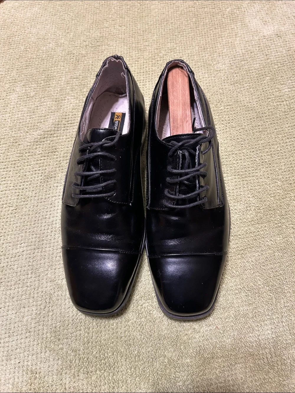 Stacy Adams Black Cap-Toe Derby Dress Shoes